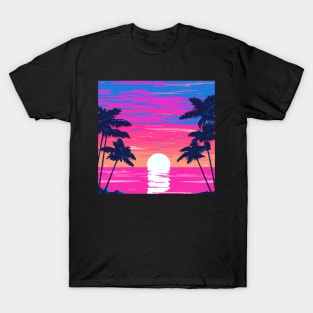 Pink sunset on the beach T-Shirt